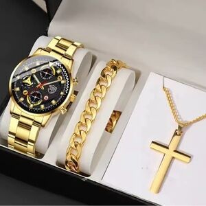Gold Watch and Jewelry Set